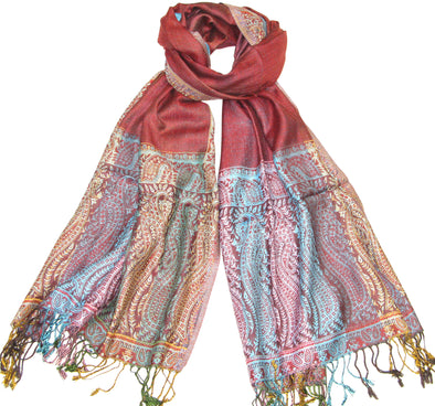 Women's Red Paisley Scarf