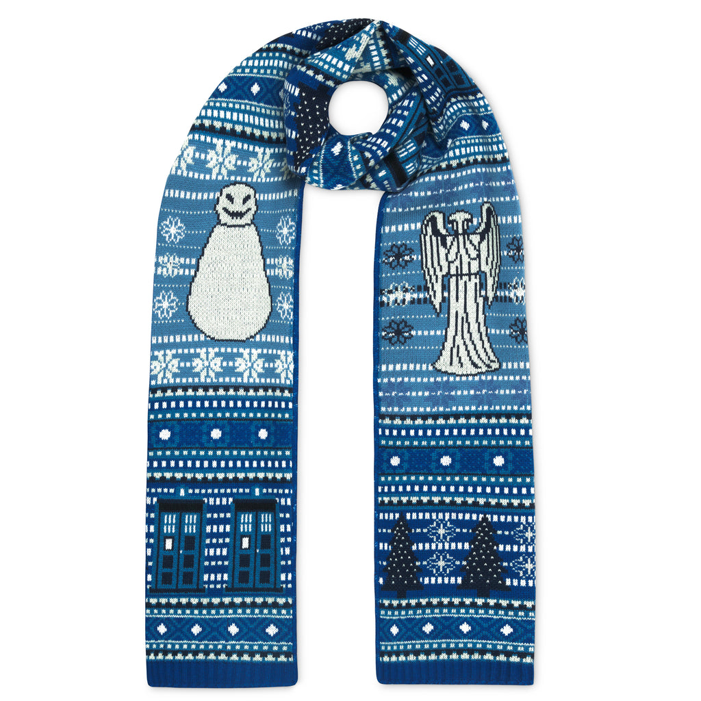 Doctor Who Christmas Scarf - TARDIS, Weeping Angels, Snowmen  Dr Who Gift Ideas for Fans