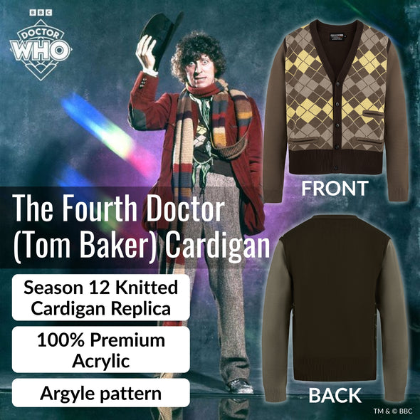 Fourth Doctor Cardigan - Official Dr Who Tom Baker Jumper