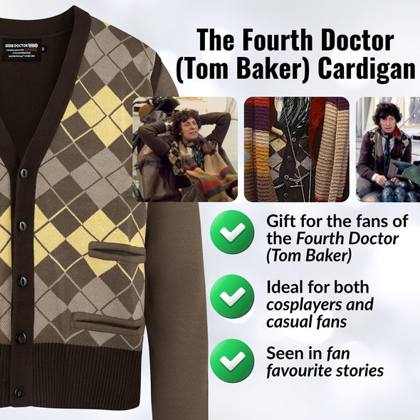 Fourth Doctor Cardigan - Official Dr Who Tom Baker Jumper