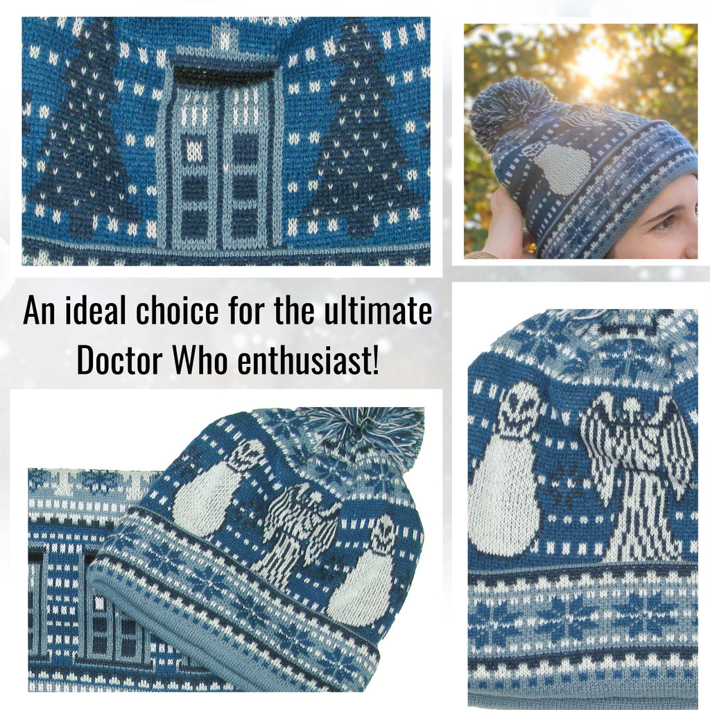 Weeping Angels Scary Snowmen & TARDIS Doctor Who Beanie Hat