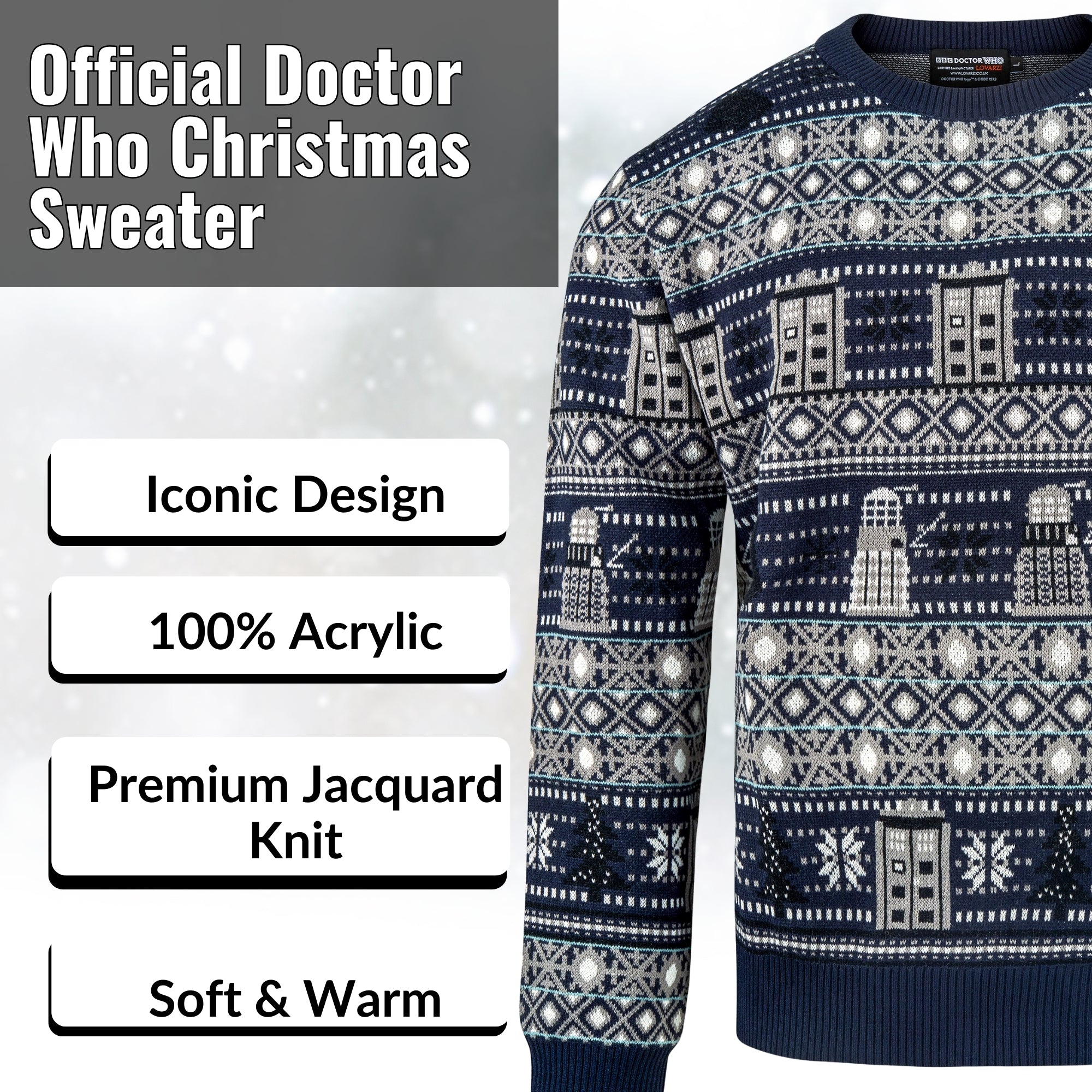 Kerstcadeau Voor Sci-fi Fans Doctor Who Kersttrui – Officiële BBC Sweater Met TARDIS, Weeping Angels En Snowmen, Feestelijk En Warm Doctor Who Kersttrui Officieel Kerstcadeau Voor Sci-fi Fans Doctor Who Kersttrui – Officiële BBC Sweater Met TARDIS, Weeping Angels En Snowmen, Feestelijk En Warm Doctor Who Kersttrui Officieel