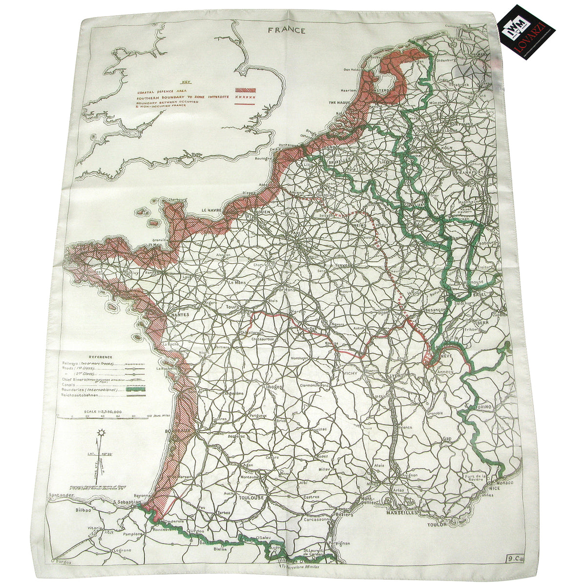 WWII military memorabilia World War for sale europe evasion map scarf