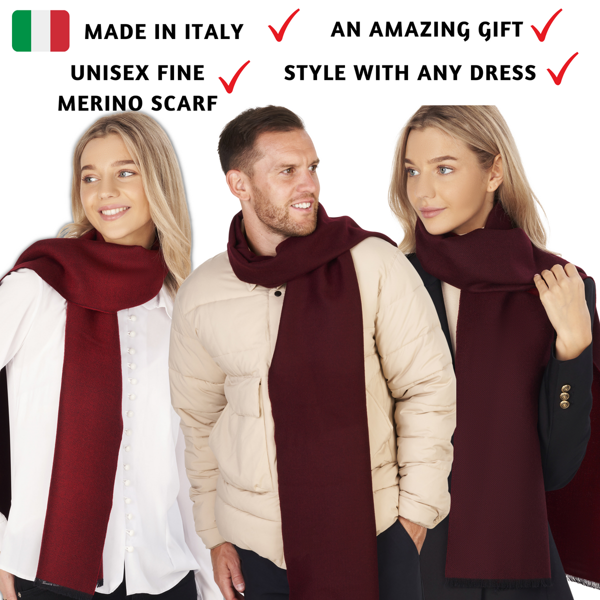 Merino Wool Scarf for Men & Women