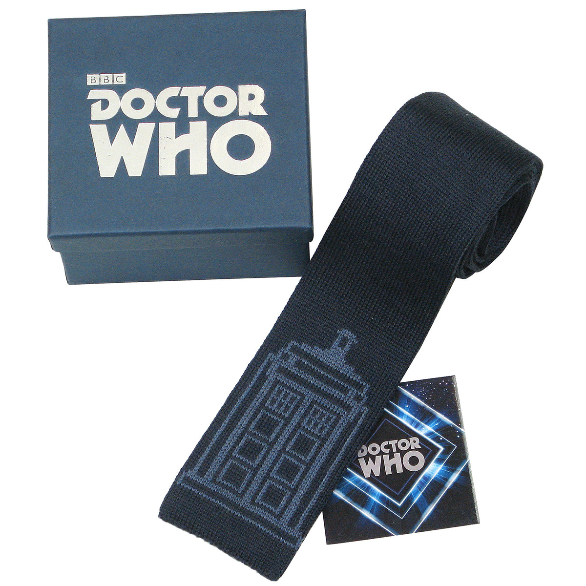 Doctor Who Ties - Blue TARDIS Knitted Tie - Dr Who Gifts Merchandise