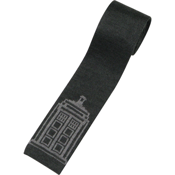 Doctor Who Tie - Grey TARDIS Knitted Ties - Dr Who Gifts for Men 