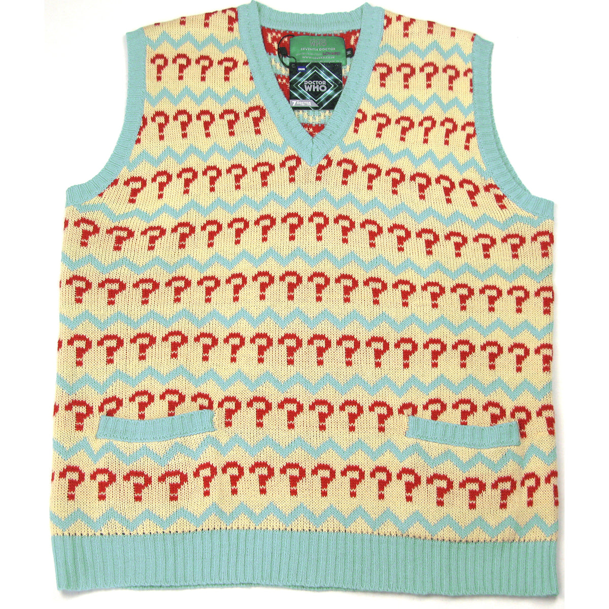 Doctor Who Seventh Doctor Jumper - 7th Doctor (Sylvester McCoy) Question Mark Tank Top Sweater