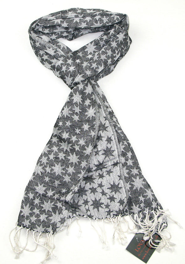 Long Cotton Scarf with Star Design