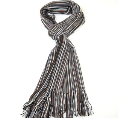 Men's Grey & Brown Merino Wool Scarf