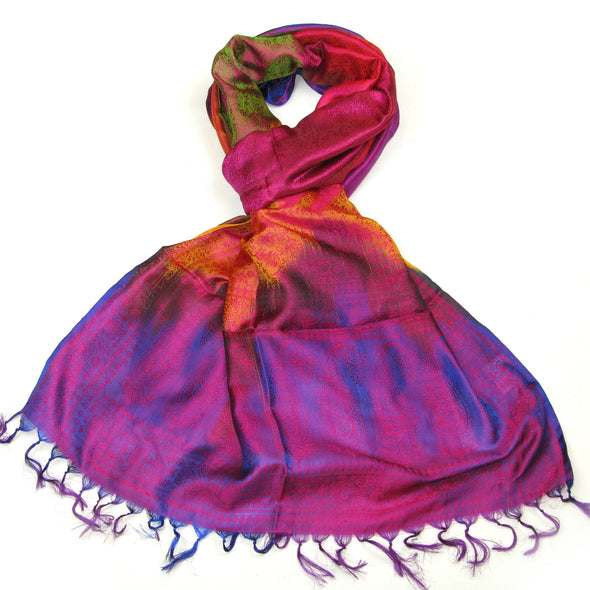 Silk Paisley Rainbow Scarf