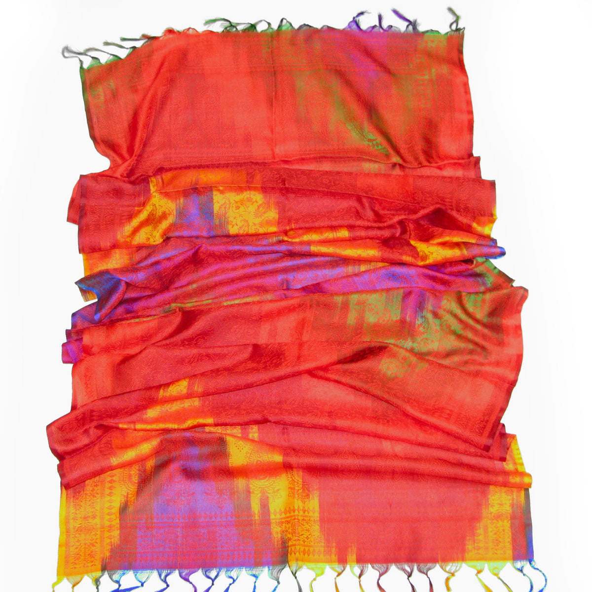 Silk Paisley Rainbow Scarf